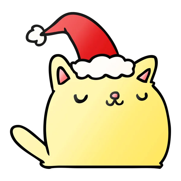 手绘圣诞节梯度卡通的可爱猫 — 图库矢量图片