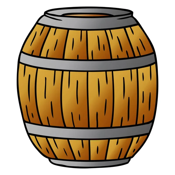 木製の樽のグラデーション漫画落書き — ストックベクタ