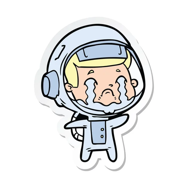Sticker Van Een Cartoon Huilende Astronaut — Stockvector