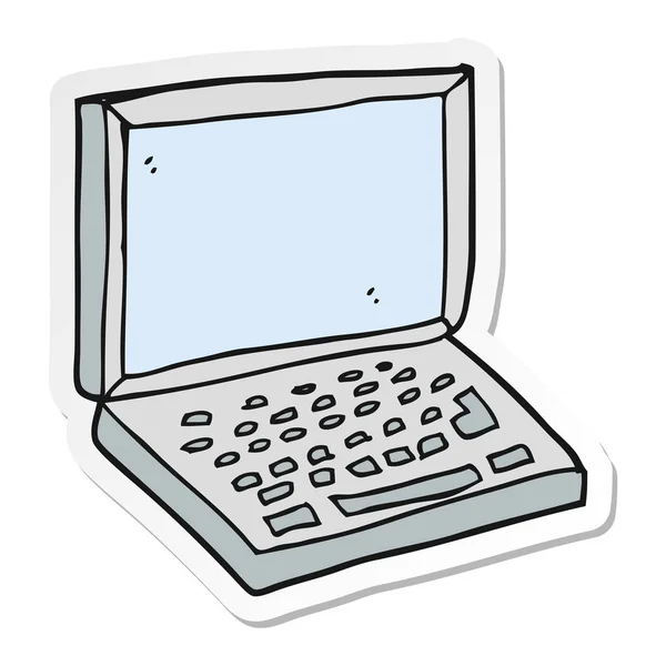 Sticker of a cartoon laptop computer — Stock Vector