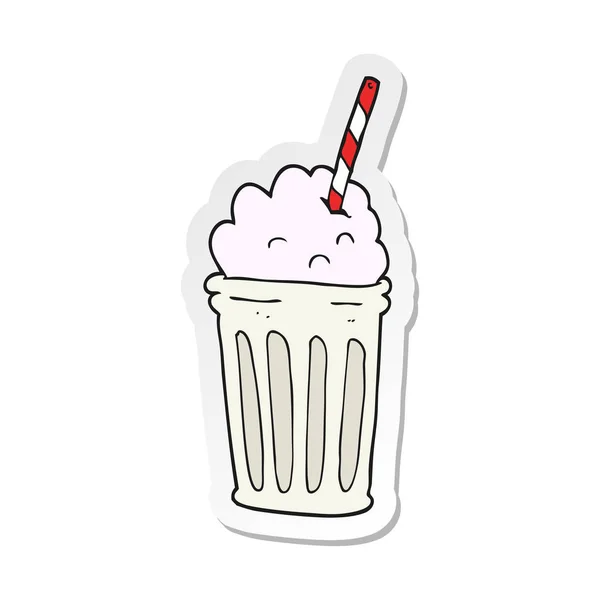 Adesivo di un milkshake cartone animato — Vettoriale Stock
