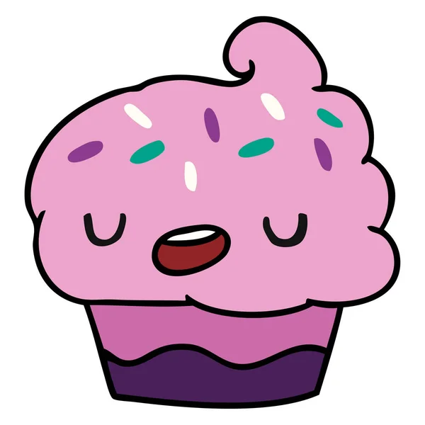 Dibujos animados kawaii de un cupcake lindo — Vector de stock