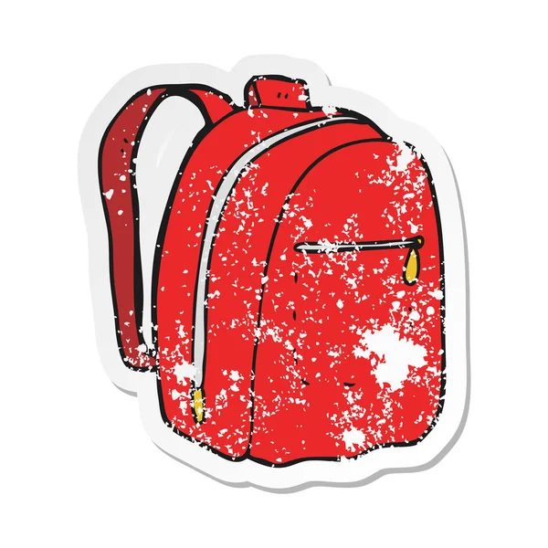 Etiqueta Angustiada Retro Uma Mochila Dos Desenhos Animados —  Vetores de Stock