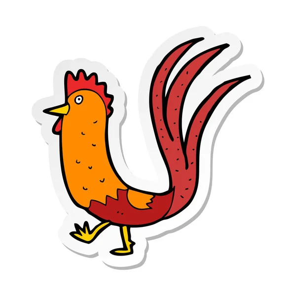 Sticker Van Een Cartoon Cockerel — Stockvector