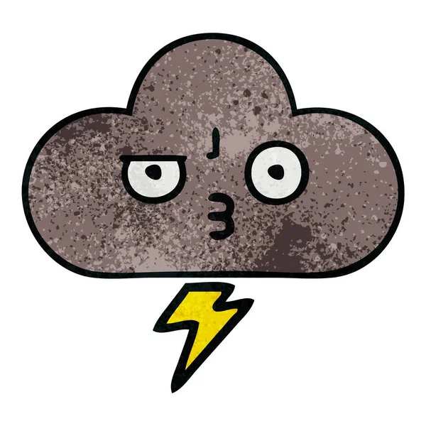 Retro grunge texture cartoon storm cloud — Stock Vector