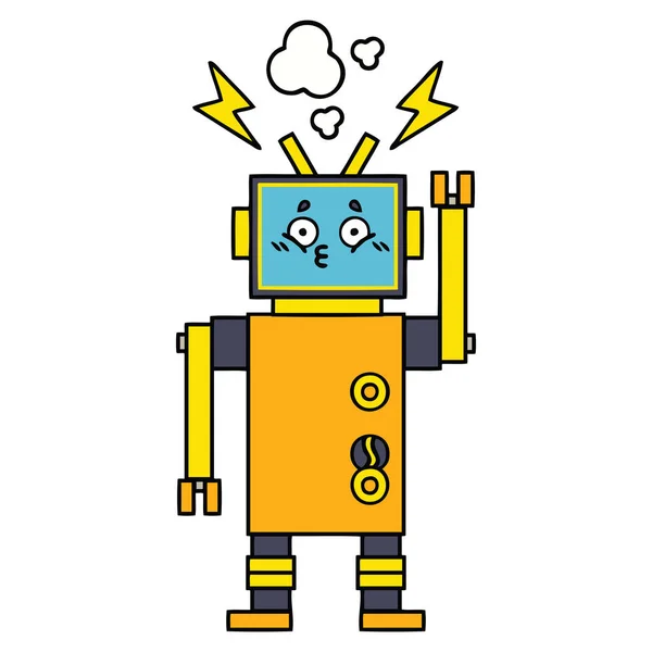 Lindo robot de dibujos animados mal funcionamiento — Archivo Imágenes Vectoriales