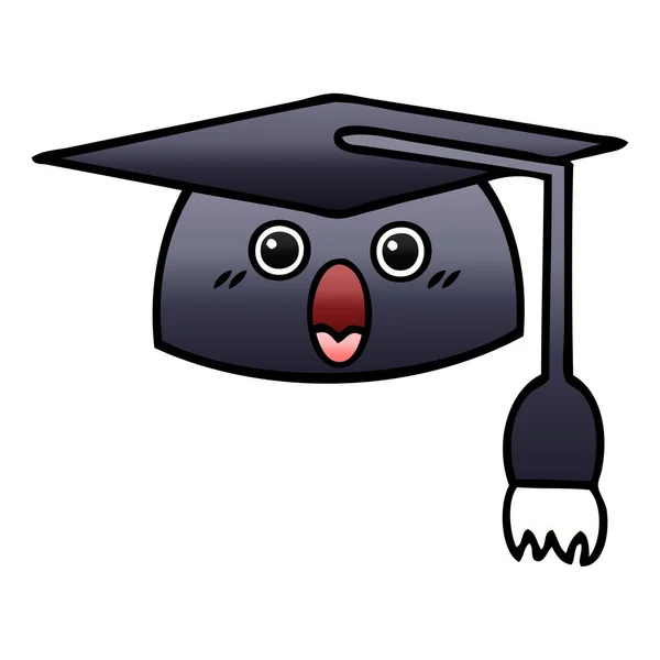 Degradado sombreado sombrero de graduación de dibujos animados — Vector de stock