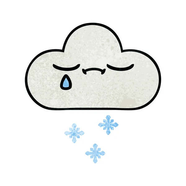 Retro Grunge Textur Cartoon Schnee Wolke — Stockvektor