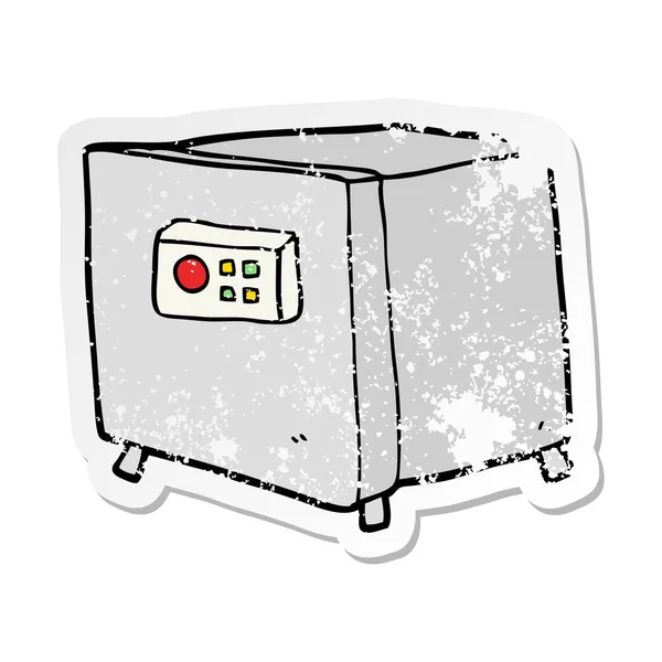 Calcomanía angustiada de una caja fuerte de dibujos animados — Vector de stock