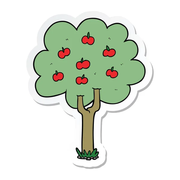 Sticker van een cartoon-appelboom — Stockvector