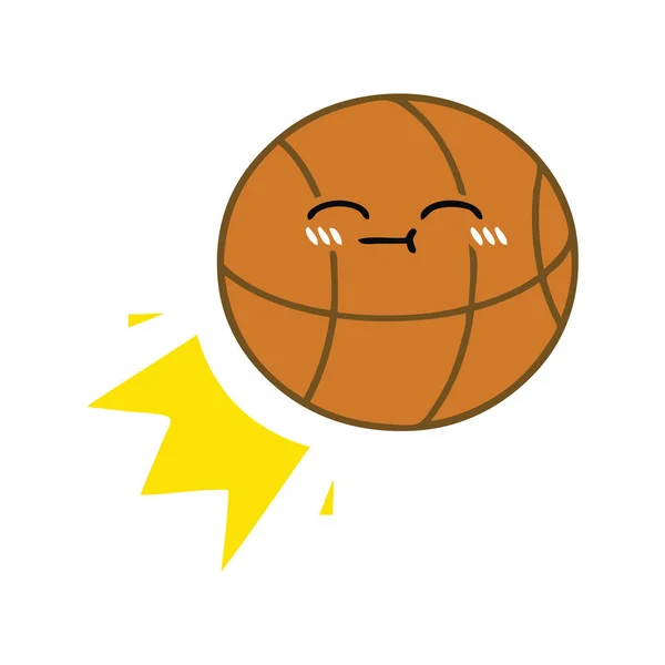 フラット カラー レトロ漫画バスケット ボール — ストックベクタ
