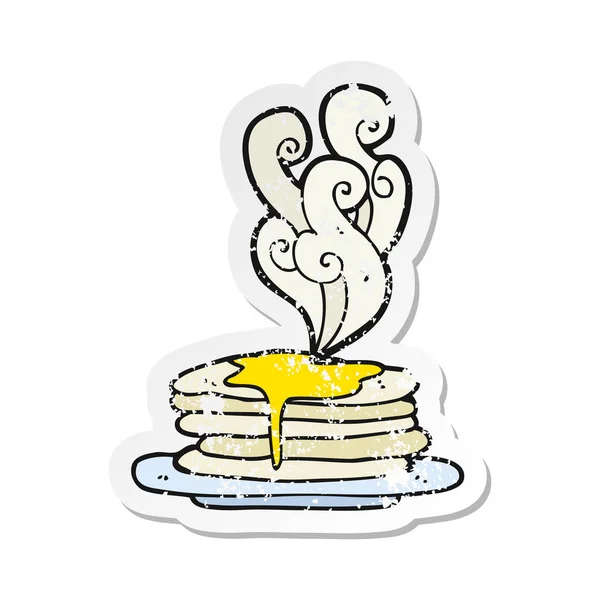 Retro-Aufkleber eines Cartoon-Stapels von Pfannkuchen — Stockvektor