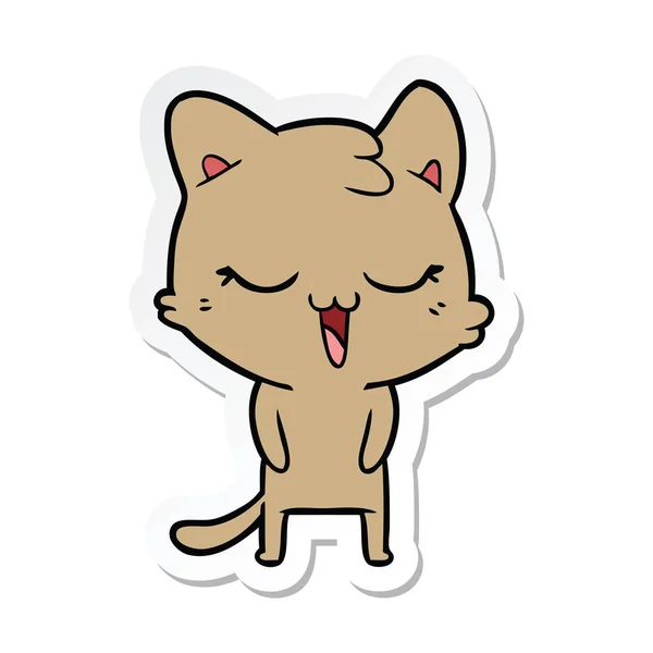 Klistermärke Lycklig Tecknad Katt — Stock vektor