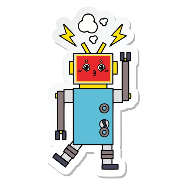 Klistermärke söta tecknade robot funktionsfel — Stock vektor