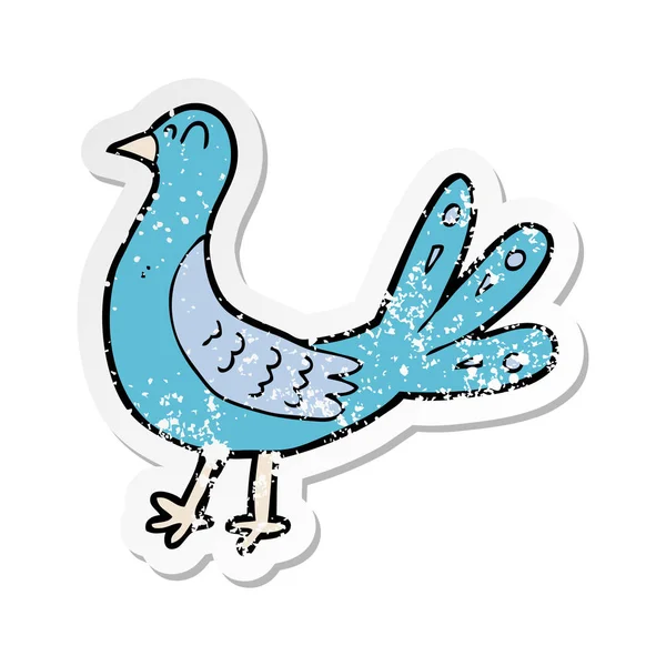 Ретро-стикер о птице-карикатуристе — стоковый вектор
