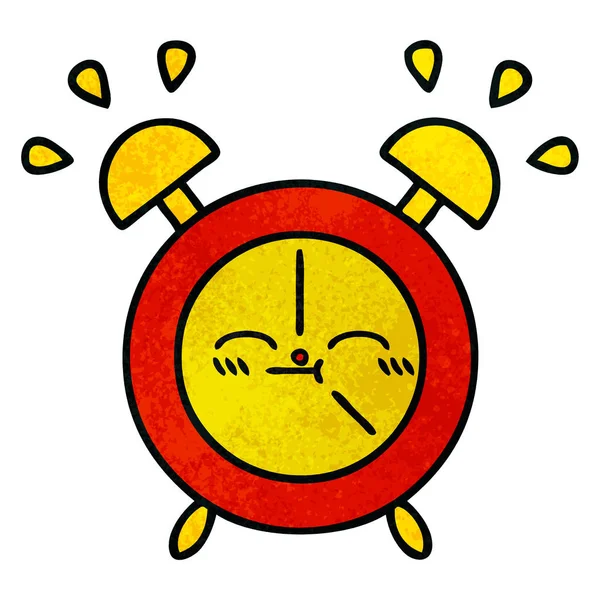 Caricatura Textura Grunge Retro Reloj Despertador — Vector de stock