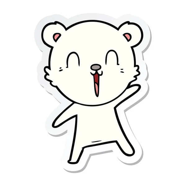 Pegatina de un oso polar de dibujos animados feliz — Vector de stock