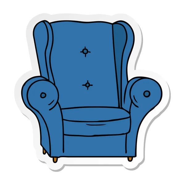 Etiket karikatür doodle eski bir koltuk — Stok Vektör