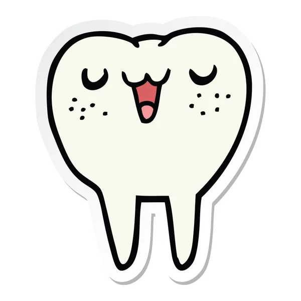 Sticker van de tand van een cartoon — Stockvector