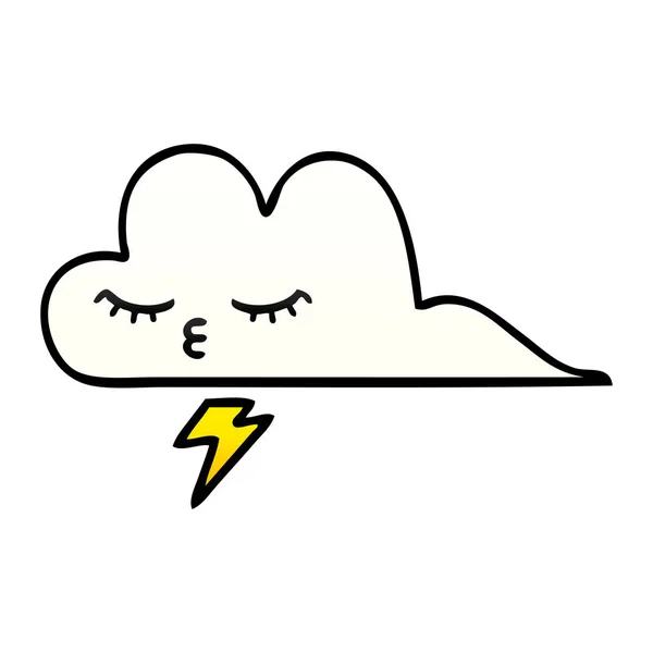 Gradiente sombreado cartoon trovão nuvem — Vetor de Stock