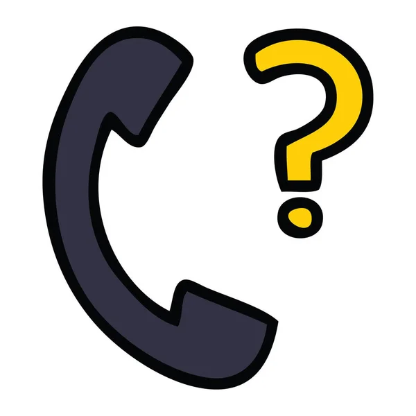 Милий мультяшний телефонний приймач з знаком питання — стоковий вектор
