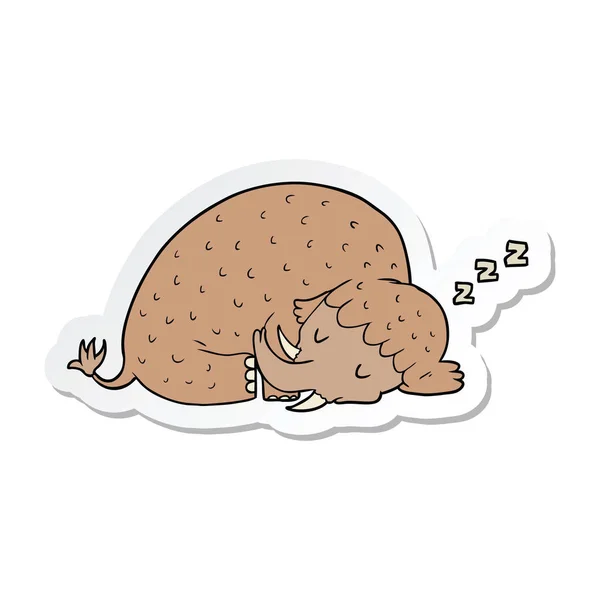 Pegatina de un mamut de dibujos animados durmiendo — Vector de stock
