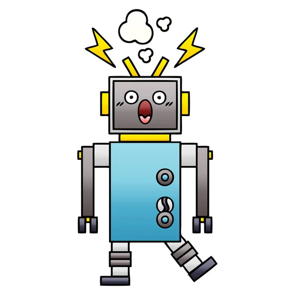 Gradiente sombreado cartoon robô com mau funcionamento — Vetor de Stock