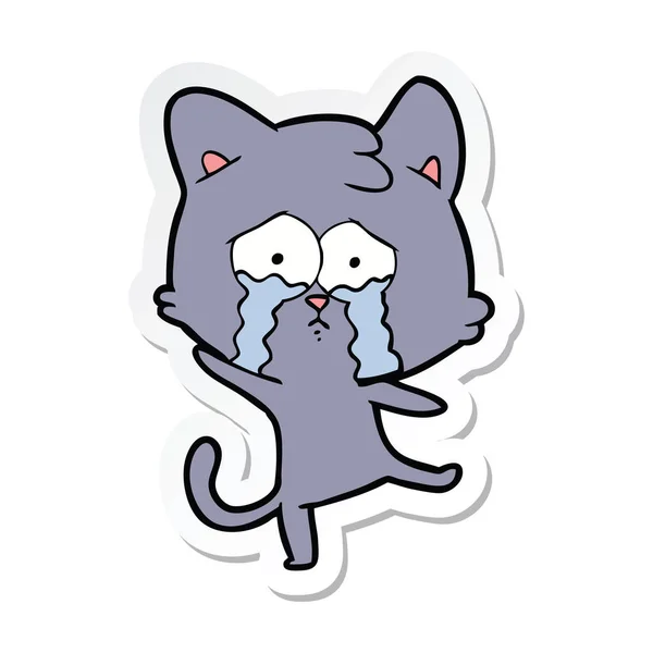 漫画泣いている猫のステッカー — ストックベクタ