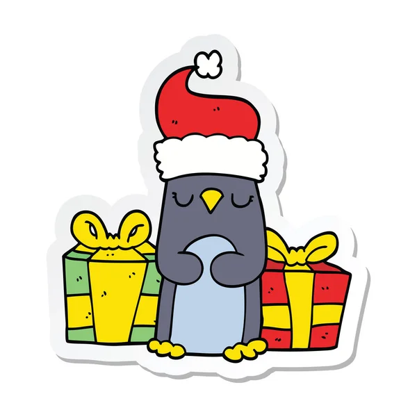 Etiqueta Pinguim Natal Bonito — Vetor de Stock