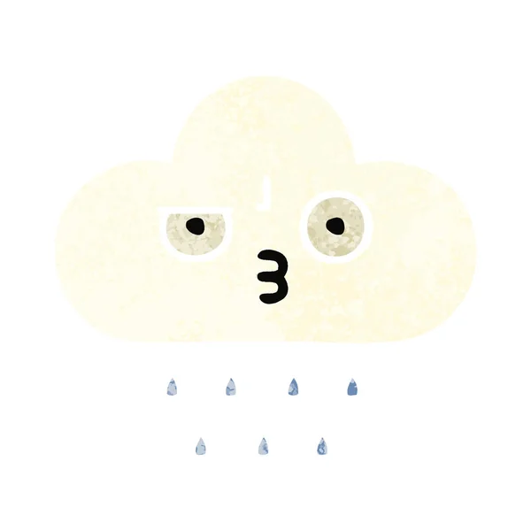 Retro illustration style cartoon rain cloud — Stock Vector