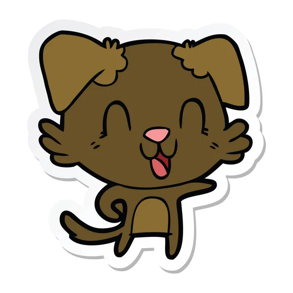 Stiker dari kartun tertawa anjing - Stok Vektor