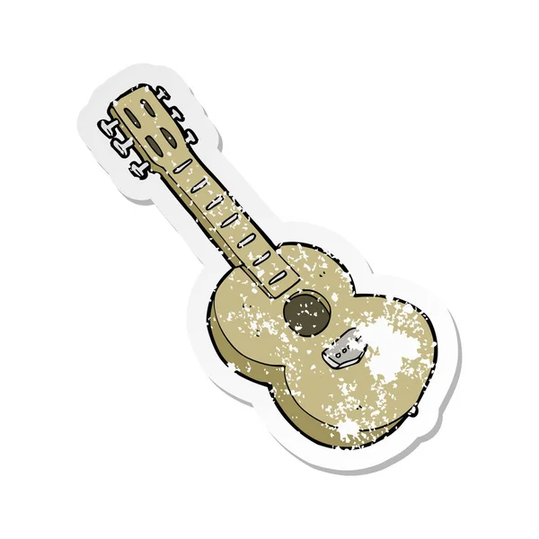Etiqueta angustiada retro de uma guitarra dos desenhos animados — Vetor de Stock