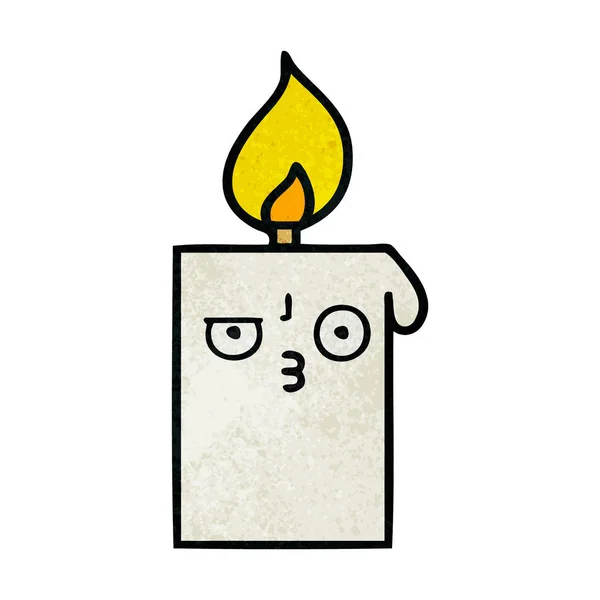 Ρετρό Grunge Υφή Γελοιογραφία Από Ένα Αναμμένο Κερί — Διανυσματικό Αρχείο