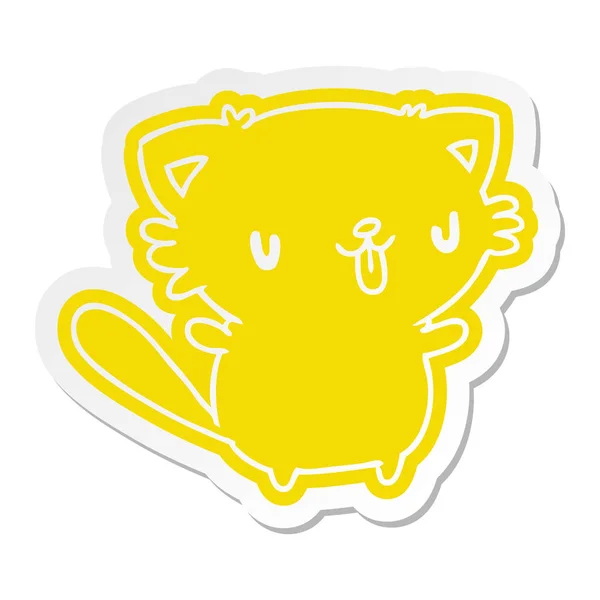 Etiqueta de desenho animado de gato kawaii bonito — Vetor de Stock