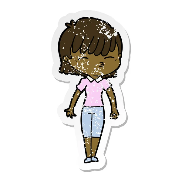 Distressed sticker of a cartoon woman — Stock Vector