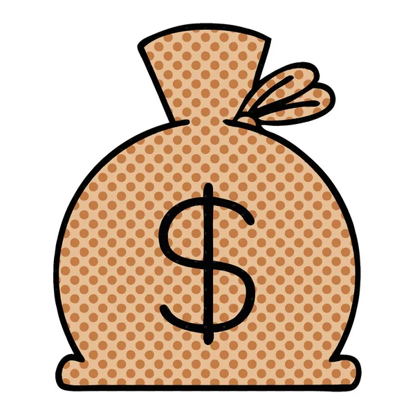 Comic book style cartoon bag of money — Stock Vector