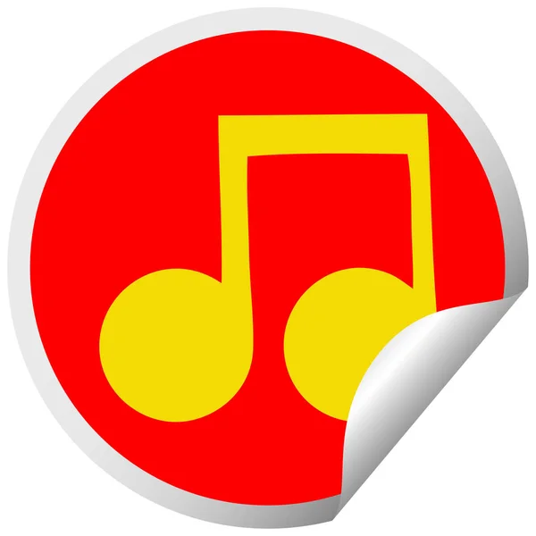 Circulaire peeling sticker cartoon muzieknoot — Stockvector
