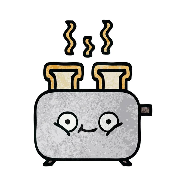 Retro Grunge Textuur Cartoon Van Een Voor Een Toaster — Stockvector