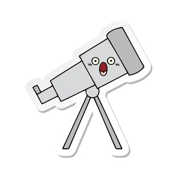 Sticker van een leuke cartoon-telescoop — Stockvector