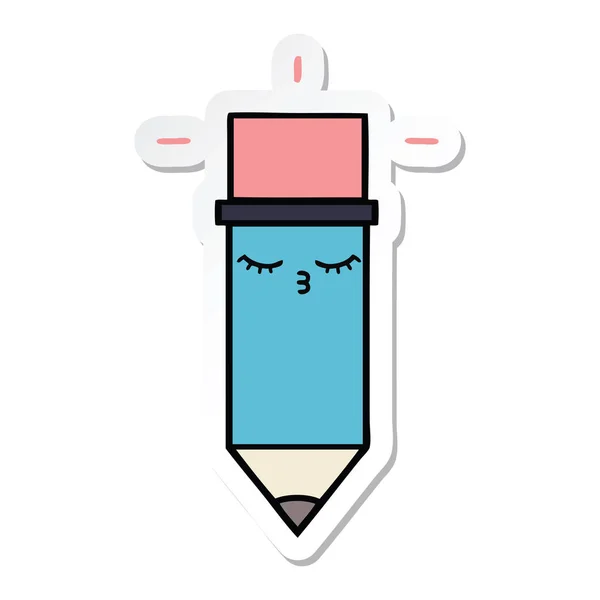 Sticker van een leuke cartoon potlood — Stockvector