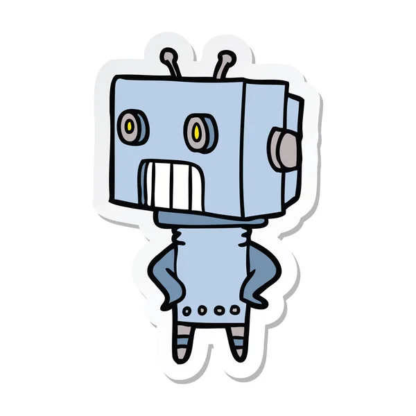 Bir Çizgi Film Robot Sticker — Stok Vektör