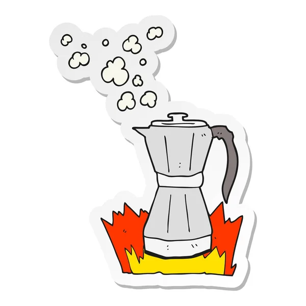 Etiqueta de um desenho animado stovetop máquina de café expresso — Vetor de Stock