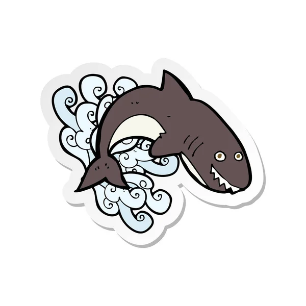 Sticker of a cartoon shark — Stock Vector