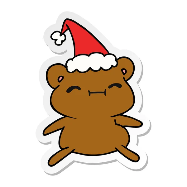 手绘的圣诞贴纸卡通可爱熊山 — 图库矢量图片