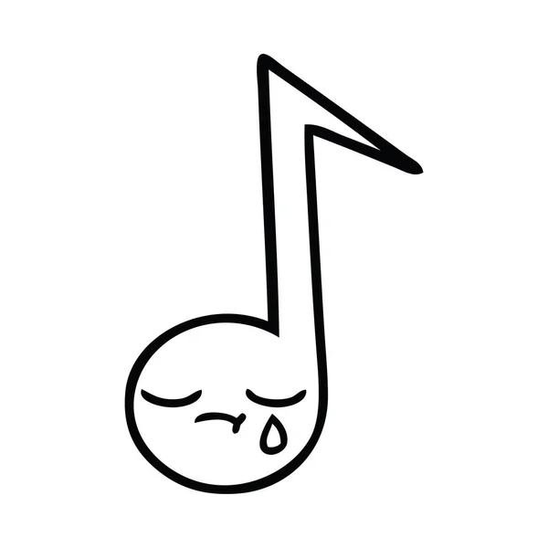 Lijntekening cartoon muzieknoot — Stockvector