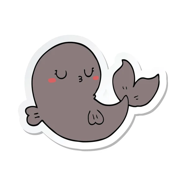 Sticker van een leuke cartoon walvis — Stockvector