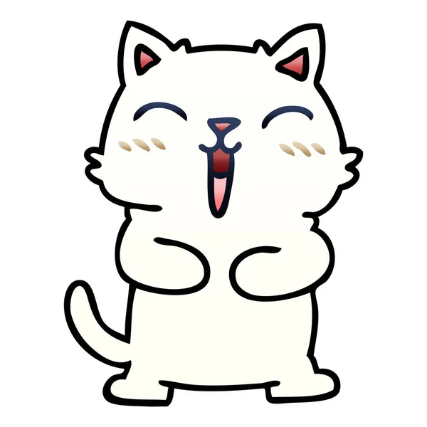 Gradiente Sombreado Peculiar Desenho Animado Gato — Vetor de Stock