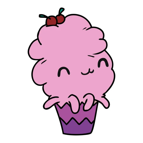 Dessin animé kawaii poulpe cupcake — Image vectorielle