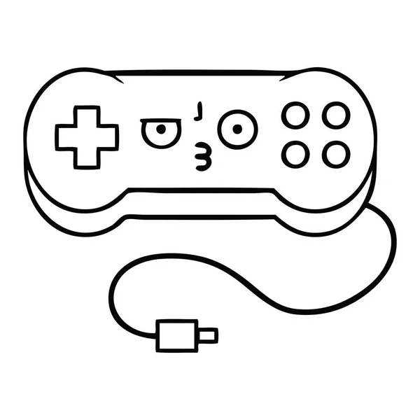 Line Drawing Cartoon Game Controller — Stock Vector