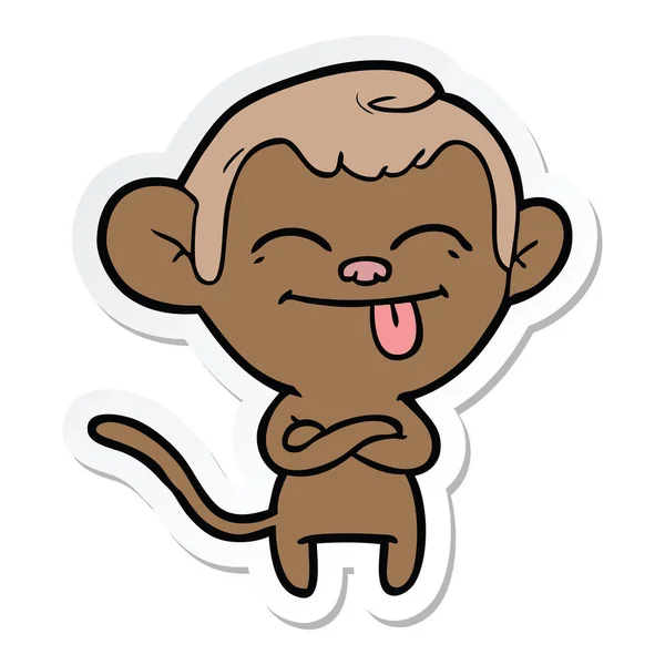 Sticker van een grappige cartoon-aap — Stockvector